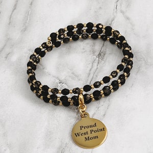 West Point Memory Wrap Charm Bracelet, Bijoux militaires, Armée, USMA, Bijoux West Point, Cadeaux pour maman, Cadeaux pour elle, Fière maman West Point