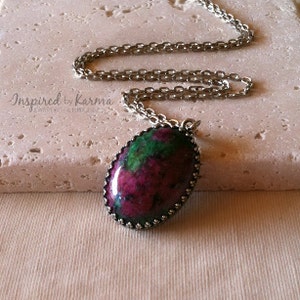 Ruby Zoisite Necklace,Ruby Zoisite Pendant Necklace,Chakra Necklace,Gemstone Jewelry,Healing Necklace, Ruby Zoisite Jewelry, Ruby Necklace