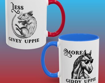 Divertente tazza da caffè con cavallo e topo in stile western / Meno Givey Uppie, più Giddy Uppie