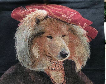 tapestry, noble dog, renaissance dog, Elizabethan dog, dog tapestry, funny dog tapestry, dogs as nobles,