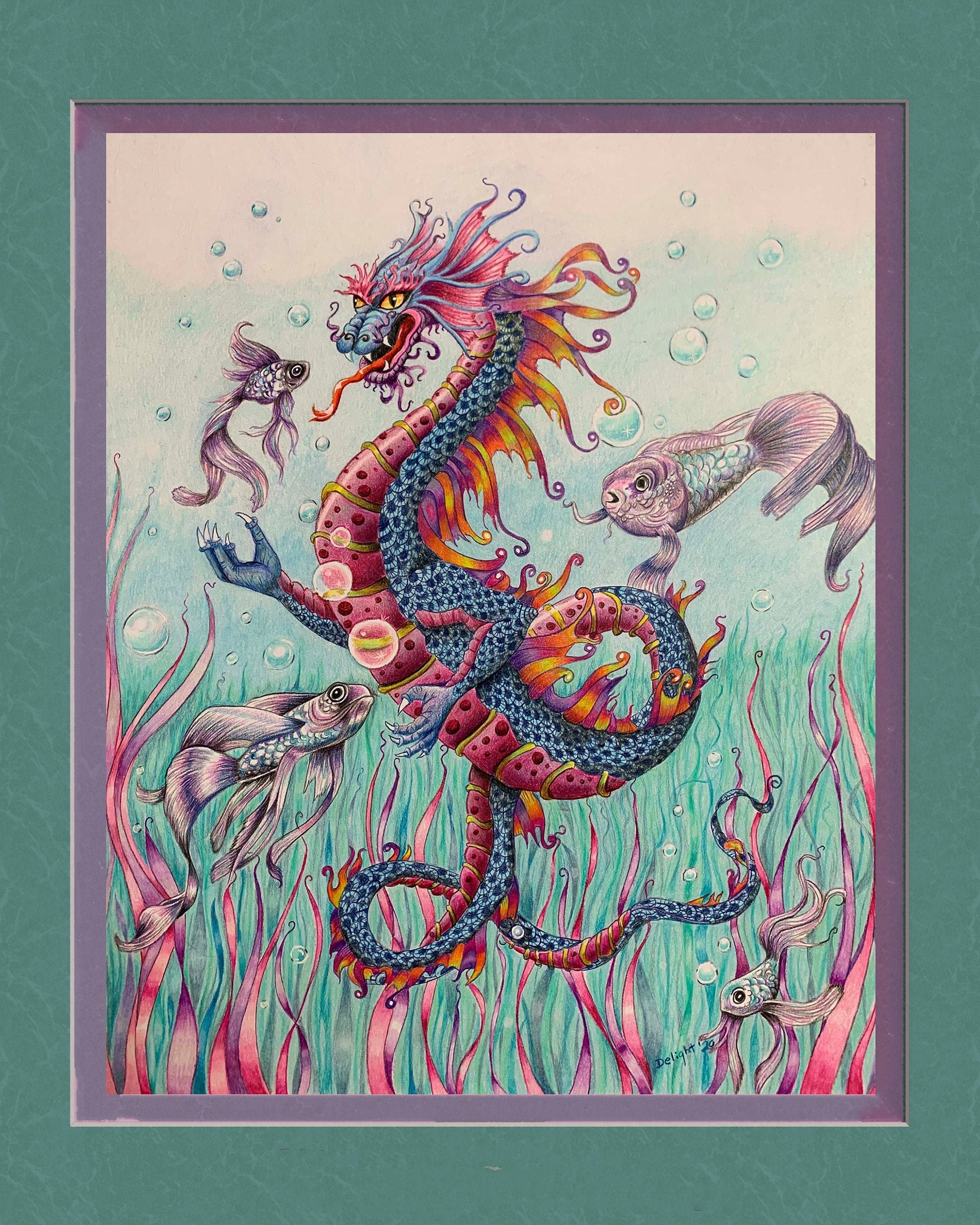 ART - Fantasy dragon drawing Artist Print by Di