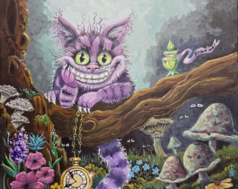 The Time Keeper, 16x20 frame size, double matted, 11x14 print, limited edition, cheshire w mushrooms