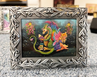 Lisa ATC framed mini of Book Nook