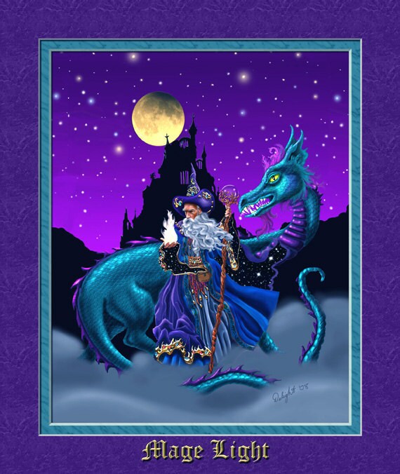 Mage Fire 8x10 Print Dragon Dragon And Wizard Wizard And Etsy