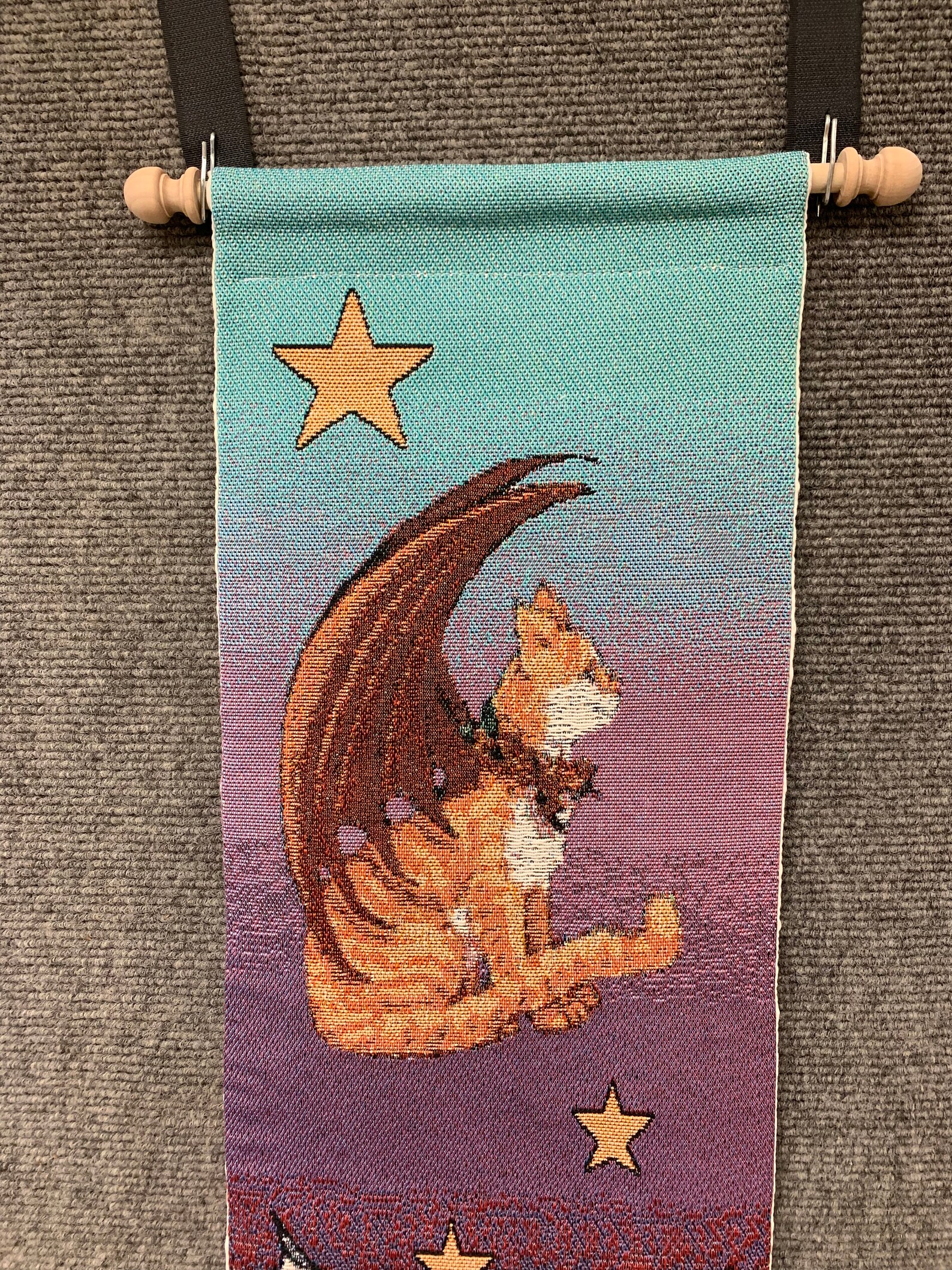 3 Winged Cat Bell Pull Tapestry Etsy
