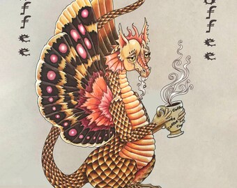 Dragón Myassis, almohadilla de ratón, dragón de café, café, regalo de café, regalo de compañero de trabajo, café de la mañana, dragón divertido, dragón divertido, regalo de mordaza, divertido juego de palabras