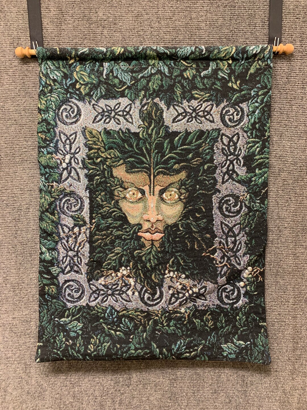 Green Man Tapestry Green Man Wall Hanging Celtic Gods Pagan Tapestry Woven Wall Hanging Tapestry Wall Decor Celtic Wall Decor Etsy