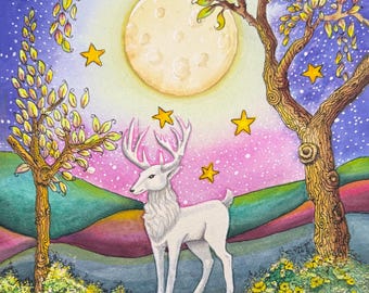 White Stag A limited edition Giclee from watercolor art