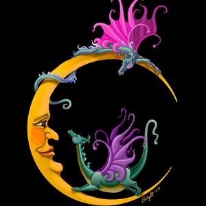 Fantasy mouse pad. dragon mouse pad. Moon dragons mousepad