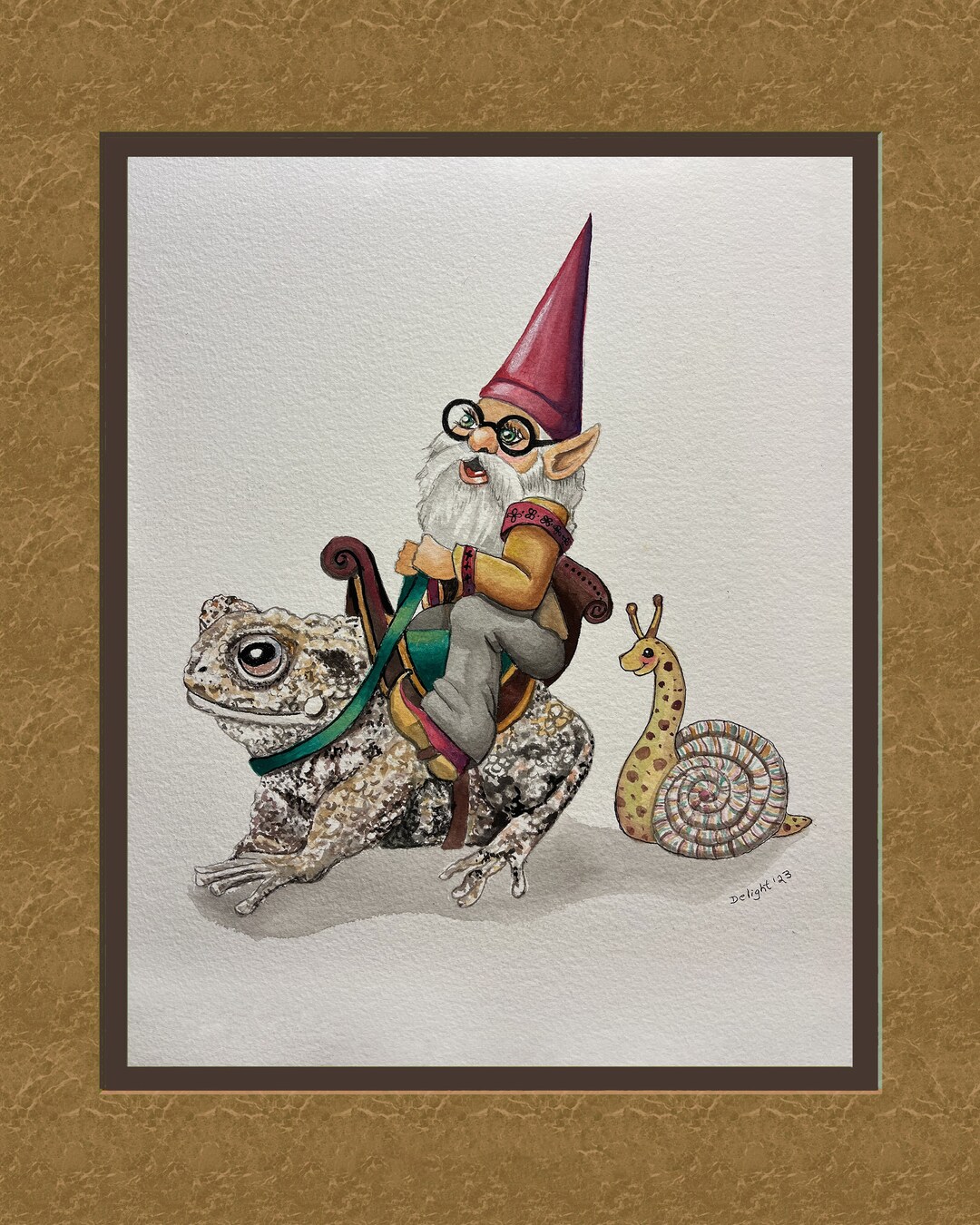 Hit the Road Toad, 8x10 Print, a Gnome Has His Toad All Saddled up and ...