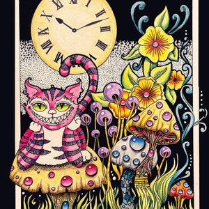 Gatto del Cheshire, questa è una carta collezionabile americana, ottima per album, scambi, piccoli luoghi, cornici da tavolo, gatto alato, rafia, drago alato