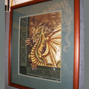 Fire Drake framed Artist Proof with illumination a drawing on the mat image 1