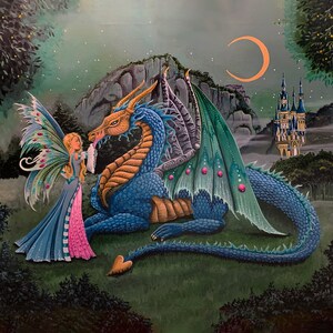 Soul Mates, mouse pad, 8th inch thick, dragon and maiden, maiden and dragon, dragon and castle, dragon, detailed dragon, twilight colors,