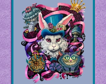 White rabbit print from my original acrylic painting this is an open edition print with a faux mat