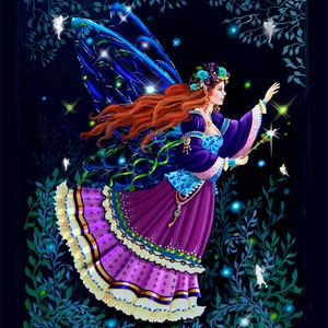 Queen Titania, 11x14 print, double matted, limited edition, hand signed, standard size, frame ready, victorian fairy, highly detailed, fairy