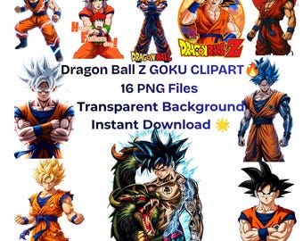 Dragon Ball Z Goku PNG Bundle | Anime Clipart Super Saiyan Characters | Digital Download | Commercial use | Instant Download