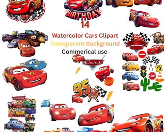 Watercolor Car Clipart Bundle PNG, Vintage Cars Transparent Clip Art, Commercial Use, Instant Download, Sublimation, Printable