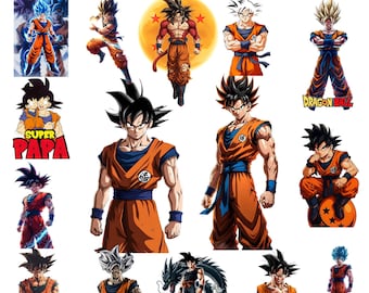Dragon Ball Z Goku PNG Bundle | Anime Clipart Super Saiyan Characters | Digital Download | Commercial use | Instant Download