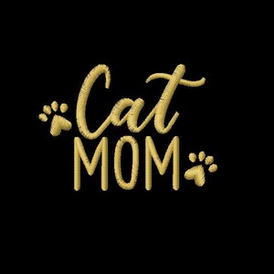 Kattmamma Maskinbroderidesign, katttasspatch liten och stor båge digital fil, omedelbar nedladdning PES DST JEF