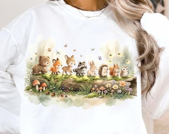 Watercolor Woodland Animals PNG, Whimsical Forest Creatures, Nursery Decor (Digital Download)