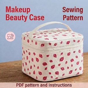 Makeup Beauty Case Sewing Pattern, Zippered Toiletry Bag Tutorial (PDF Download)