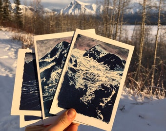 Alaska Glacier Cyanotypes - Set of five blank greeting cards