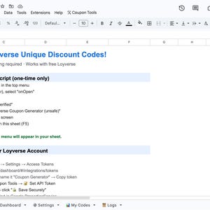 Loyverse Unique Codes Generator – Google Sheets Template (Loyverse POS)