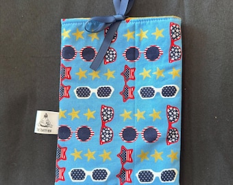 Kindle e-reader book sleeve case pouch - sun glasses patriotic red white and blue usa summer