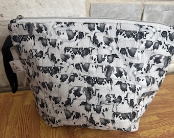 Project Bag for Knitting | Crochet | Embroidery | Cross Stitch | Sewing | cows Holstein Jersey dairy moo