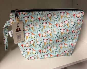 Project Bag for Knitting | Crochet | Embroidery | Cross Stitch | Sewing | Leaves Pumpkin Fall Autumn w wristlet strap