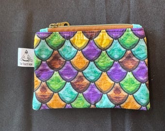 Notion Pouch for Knitting | Crochet | Embroidery | Cross Stitch | Sewing | Coin purse | dragon mermaid scales