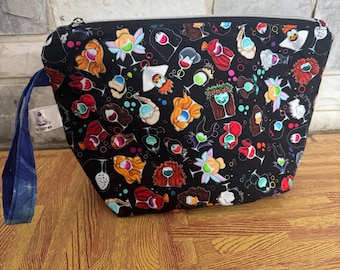Project Bag for Knitting | Crochet | Embroidery | Cross Stitch | Sewing | wine glass characters princesses