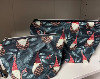 Project Bag for Knitting | Crochet | Embroidery | Cross Stitch | Sewing |  Christmas pinecone gnome holiday