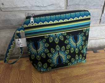 Project Bag for Knitting | Crochet | Embroidery | Cross Stitch | Sewing |  peacock bird blue green