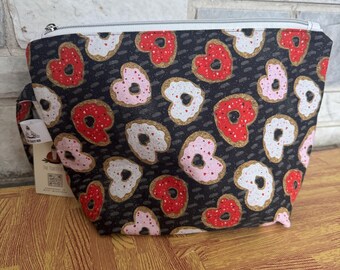 Project Bag for Knitting | Crochet | Embroidery | Cross Stitch | Sewing | doughnut heart valentine galentine