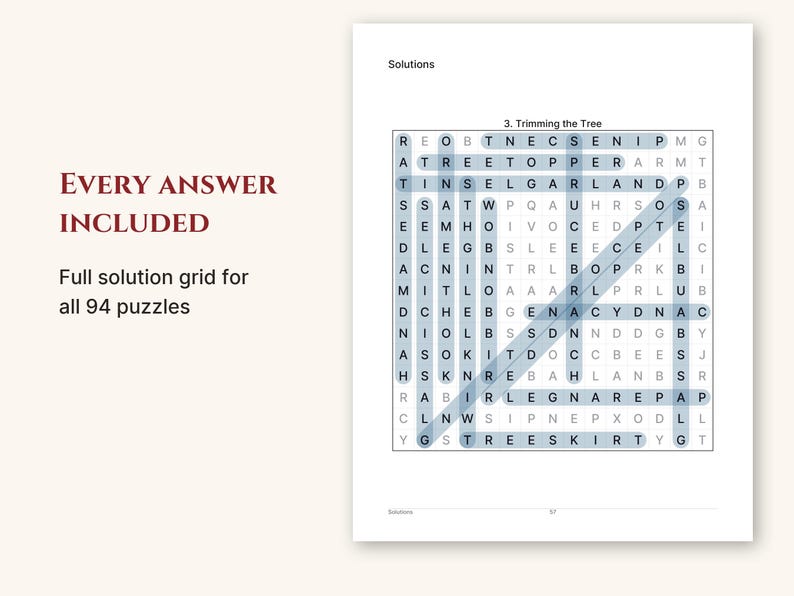 An answer key page with highlighted words