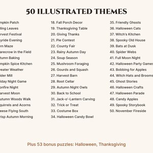 Caça-palavras de Outono e Halloween em Letra Grande, 50 Quebra-cabeças Ilustrados + 53 Bônus, PDF para Imprimir para Adultos e Idosos, Formato Carta (EUA) e A4 imagem 5
