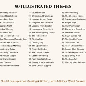The list of illustrated puzzle themes