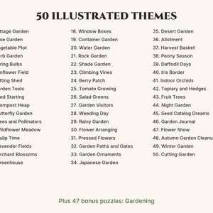 The list of illustrated puzzle themes
