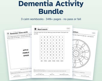 Large Print Dementia Activity Bundle | 340+ Pages, Memory Care Games (PDF)