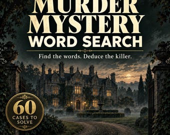 Murder Mystery Word Search Printable: 60 Country House Cases + Bonus, Thornfield PDF
