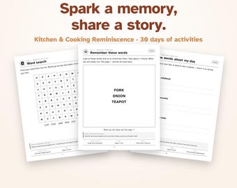 Large Print Kitchen Reminiscence Activities | Dementia Memory Care (PDF Download)