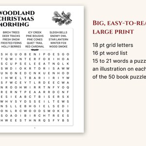 A full puzzle page showing 18 pt grid letters and a 16 pt word list