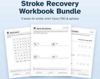 Stroke Recovery Activity Bundle: 5 Large Print Workbooks for Adults, Printable PDF