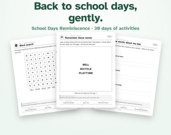 Large Print School Days Reminiscence Activities | Dementia Memory Care (PDF)