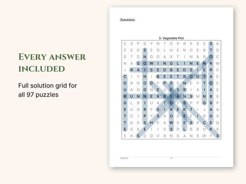 An answer key page with highlighted words