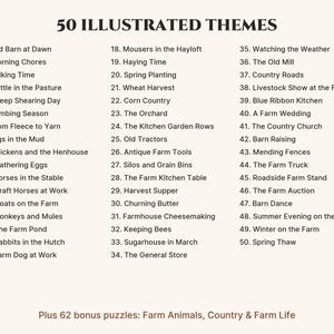 The list of illustrated puzzle themes