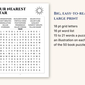 A full puzzle page showing 18 pt grid letters and a 16 pt word list