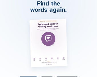 Large Print Aphasia Speech Workbook | Stroke Caregiver Activity (PDF)