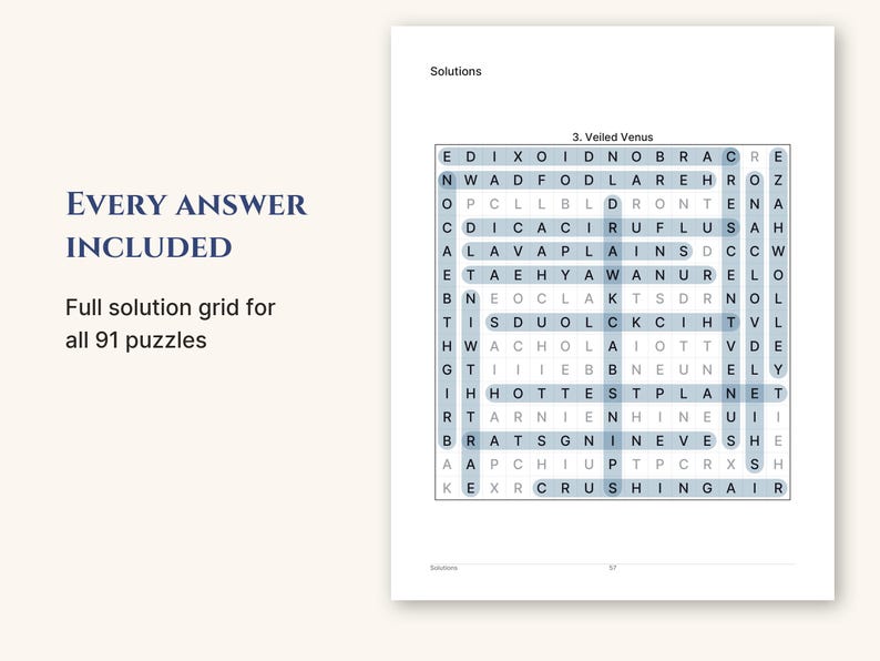 An answer key page with highlighted words